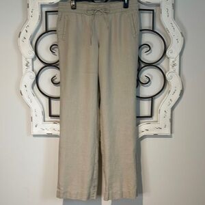 ANDREA JOVINE 100% LINEN HIGH WAIST PANTS KHAKI SIZE 8